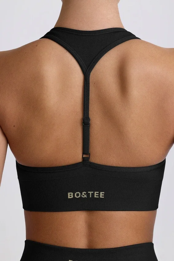 Super Sculpt sömlös sport-BH med T-rygg i svart Super Sculpt sömlös sport-BH med T-rygg i svart