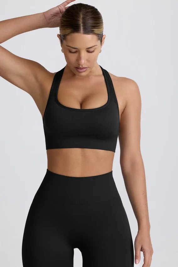 Super Sculpt sömlös sport-BH med T-rygg i svart Super Sculpt sömlös sport-BH med T-rygg i svart
