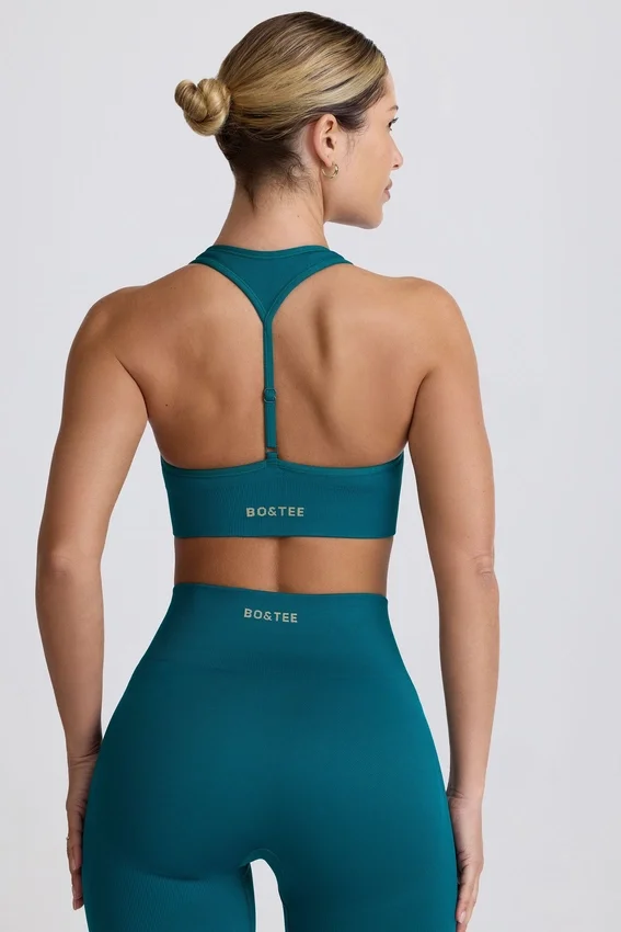 Super Sculpt sömlös T-back-sport-BH i blågrön Super Sculpt sömlös T-back-sport-BH i blågrön
