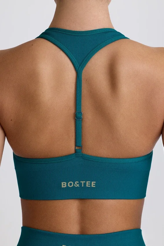 Super Sculpt sömlös T-back-sport-BH i blågrön Super Sculpt sömlös T-back-sport-BH i blågrön