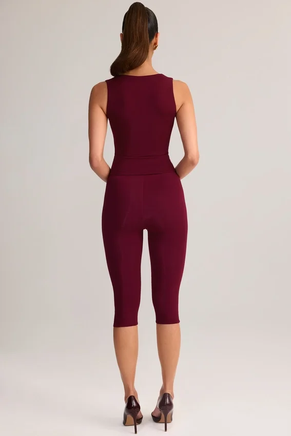 Suri Modal Capri-leggings med medelhög midja i vinröd Suri Modal Capri-leggings med medelhög midja i vinröd