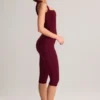 Suri Modal Capri-leggings med medelhög midja i vinröd Suri Modal Capri-leggings med medelhög midja i vinröd