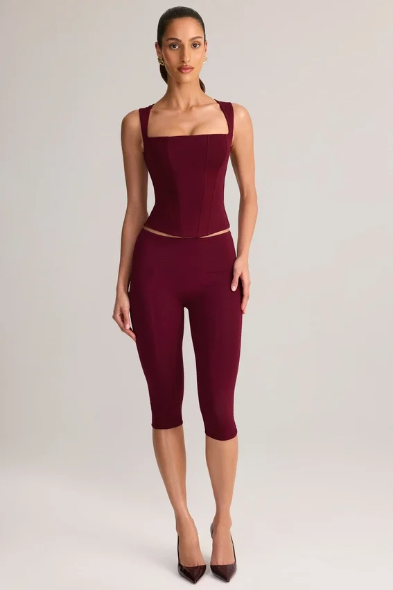 Suri Modal Capri-leggings med medelhög midja i vinröd Suri Modal Capri-leggings med medelhög midja i vinröd