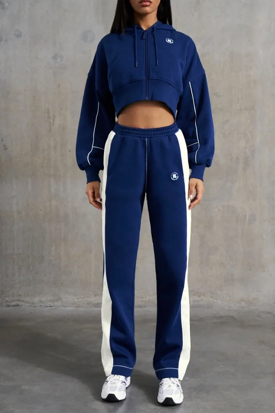 Sweatpants med vida ben i marinblått Sweatpants med vida ben i marinblått