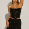 Sybil Embellished Draped Mid-Rise Mini Kjol i svart Sybil Embellished Draped Mid-Rise Mini Kjol i svart