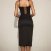 Taliah Lace Soft-Scoop Corset Satin Midaxi-klänning i svart Taliah Lace Soft-Scoop Corset Satin Midaxi-klänning i svart