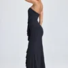 Tallullah bandeau-klänning med volangkant i svart Tallullah bandeau-klänning med volangkant i svart