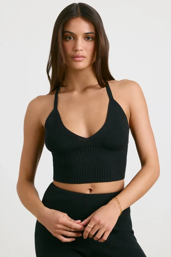 Tanktop i grovstickat i svart Tanktop i grovstickat i svart