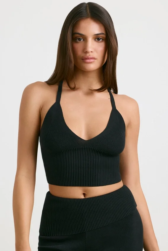 Tanktop i grovstickat i svart Tanktop i grovstickat i svart