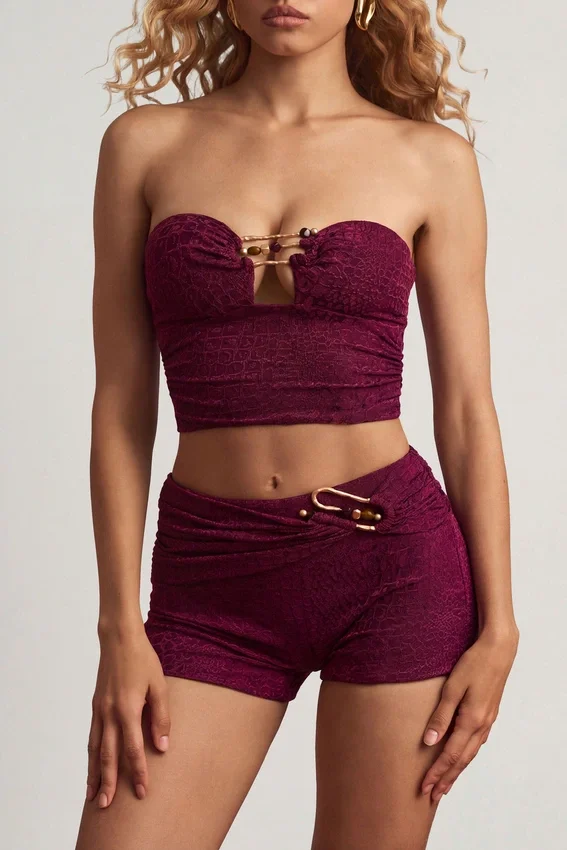 Teagan-shorts med medelhög midja i bärlila Teagan-shorts med medelhög midja i bärlila