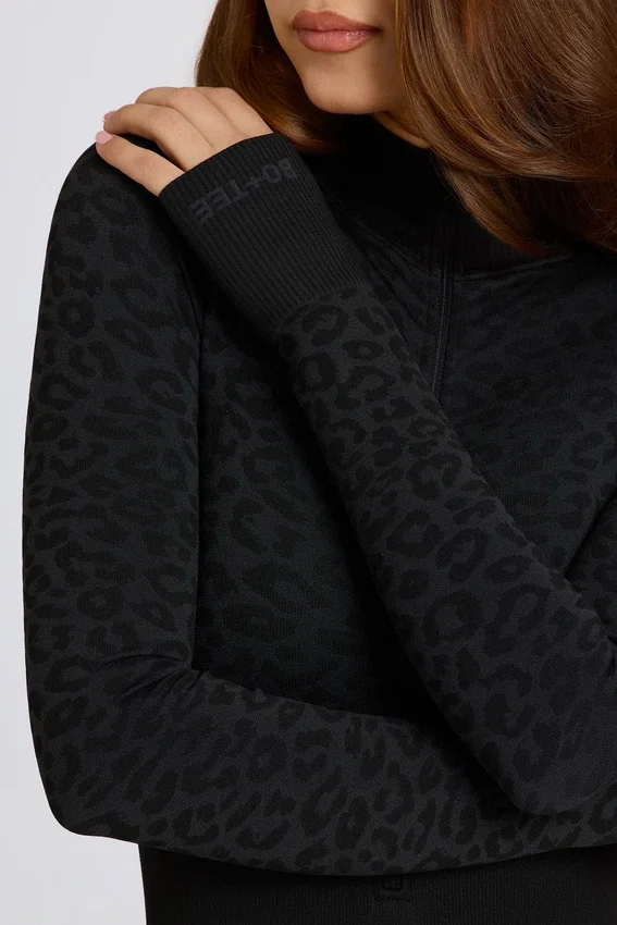Termisk baslager-Jumpsuit i svart leopardmönster Termisk baslager-Jumpsuit i svart leopardmönster