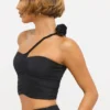 Tesia Slinky Jersey asymmetrisk topp med rosdetaljer i svart Tesia Slinky Jersey asymmetrisk topp med rosdetaljer i svart