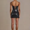 Theodora Premium Sequin Lace Corset Miniklänning i svart Theodora Premium Sequin Lace Corset Miniklänning i svart