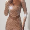 Thora Embellished Asymmetric Crop Top i Almond Thora Embellished Asymmetric Crop Top i Almond