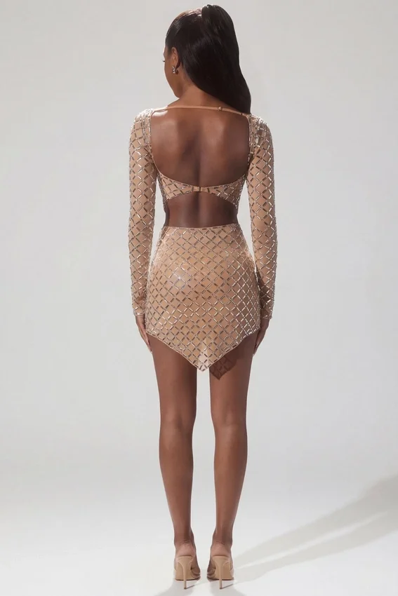 Thora Embellished Asymmetric Crop Top i Almond Thora Embellished Asymmetric Crop Top i Almond