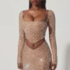 Thora Embellished Asymmetric Crop Top i Almond Thora Embellished Asymmetric Crop Top i Almond