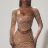 Thora Embellished Asymmetric Crop Top i Almond Thora Embellished Asymmetric Crop Top i Almond