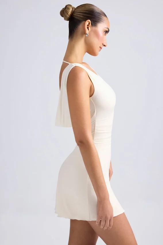 Tigen Off-Shoulder Cowl-Back A-Line Miniklänning i Ivory Tigen Off-Shoulder Cowl-Back A-Line Miniklänning i Ivory
