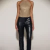 Tindra Embellished Jersey Halterneck Backless Top i guld Tindra Embellished Jersey Halterneck Backless Top i guld