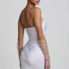 Tirza Ruched Corset Miniklänning i vitt Tirza Ruched Corset Miniklänning i vitt