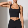 Twist Waist Mini Shorts med fickor i svart Twist Waist Mini Shorts med fickor i svart