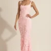 Vasanta Embellished Appliqué Soft-Scoop Corset Gown i rosa Vasanta Embellished Appliqué Soft-Scoop Corset Gown i rosa