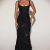 Vasanta Embellished Appliqué Soft-Scoop Corset Gown i svart Vasanta Embellished Appliqué Soft-Scoop Corset Gown i svart