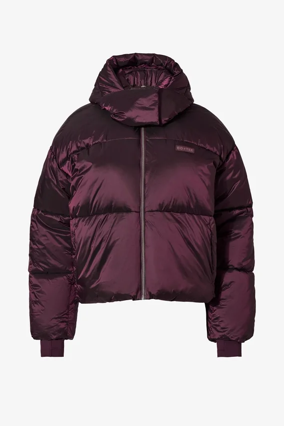 Vattentät, kort oversized skidjacka i burgundy Vattentät, kort oversized skidjacka i burgundy