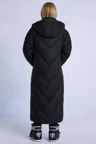 Vattentät lång parkas med huva i svart Vattentät lång parkas med huva i svart