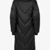 Vattentät lång parkas med huva i svart Vattentät lång parkas med huva i svart