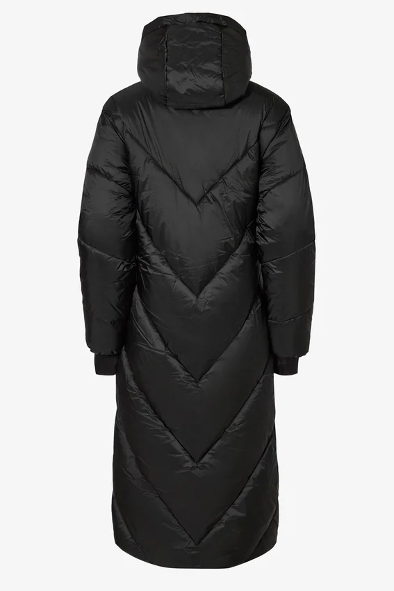 Vattentät lång parkas med huva i svart Vattentät lång parkas med huva i svart
