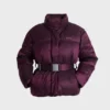 Vattentät oversized skidjacka med bälte i vinrött Vattentät oversized skidjacka med bälte i vinrött