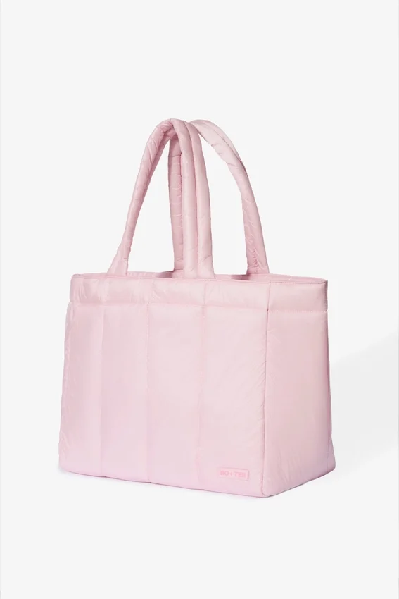 Vattentät puffer-tote-väska i puderrosa Vattentät puffer-tote-väska i puderrosa