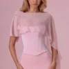 Velina chiffongkappa i blushrosa Velina chiffongkappa i blushrosa