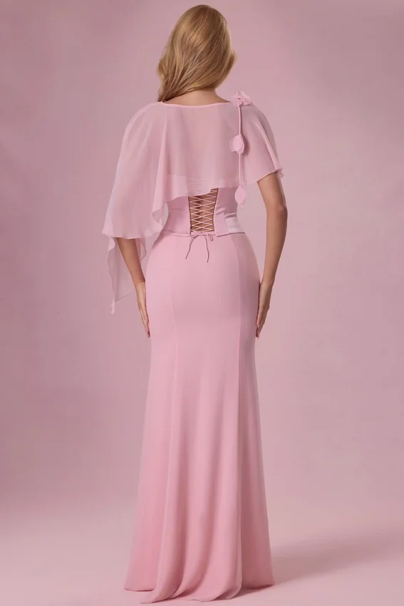 Velina chiffongkappa i blushrosa Velina chiffongkappa i blushrosa
