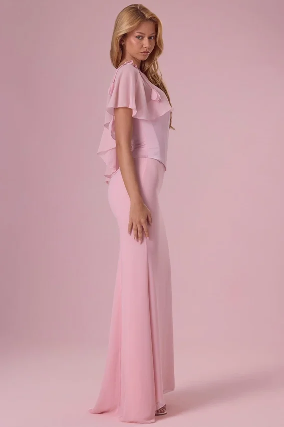 Velina chiffongkappa i blushrosa Velina chiffongkappa i blushrosa