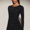Venia Embellished Crew-Neck Long-Sleeve Top i svart Venia Embellished Crew-Neck Long-Sleeve Top i svart