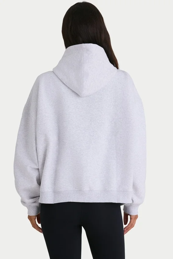 Överdimensionerad hoodie i mjuk bomullsfleece i gråmelerad Överdimensionerad hoodie i mjuk bomullsfleece i gråmelerad