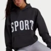 Överdimensionerad hoodie i mjuk bomullsfleece i svart Överdimensionerad hoodie i mjuk bomullsfleece i svart