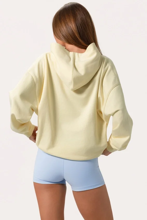 Överdimensionerad hoodie med applikation i citrongult Överdimensionerad hoodie med applikation i citrongult