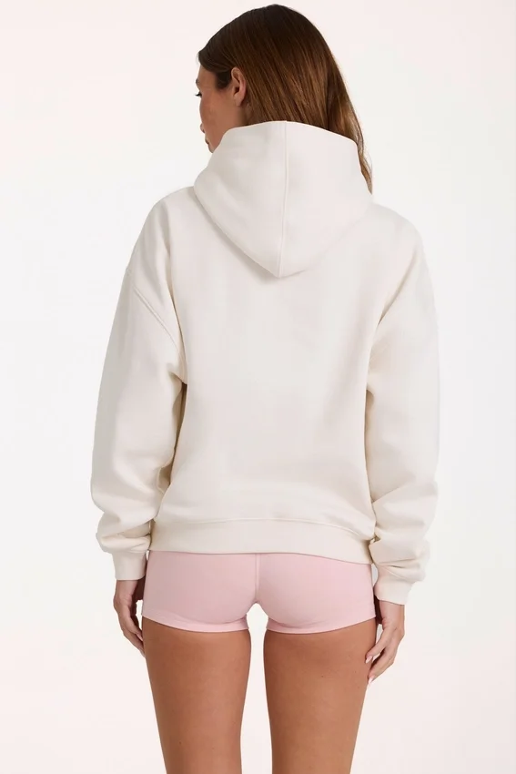 Överdimensionerad hoodie med applikation i elfenben Överdimensionerad hoodie med applikation i elfenben