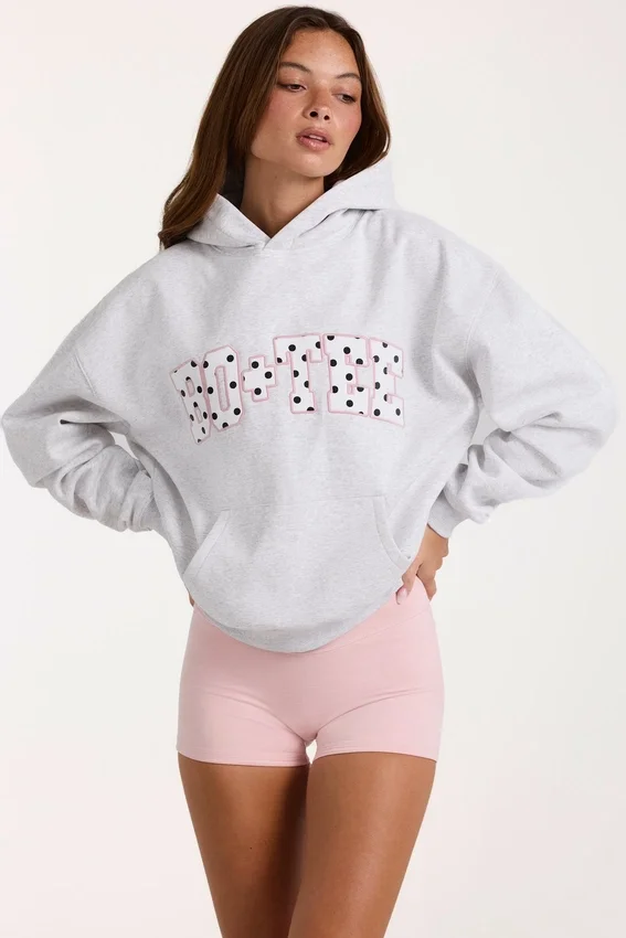 Överdimensionerad hoodie med applikation i gråmelerad Överdimensionerad hoodie med applikation i gråmelerad
