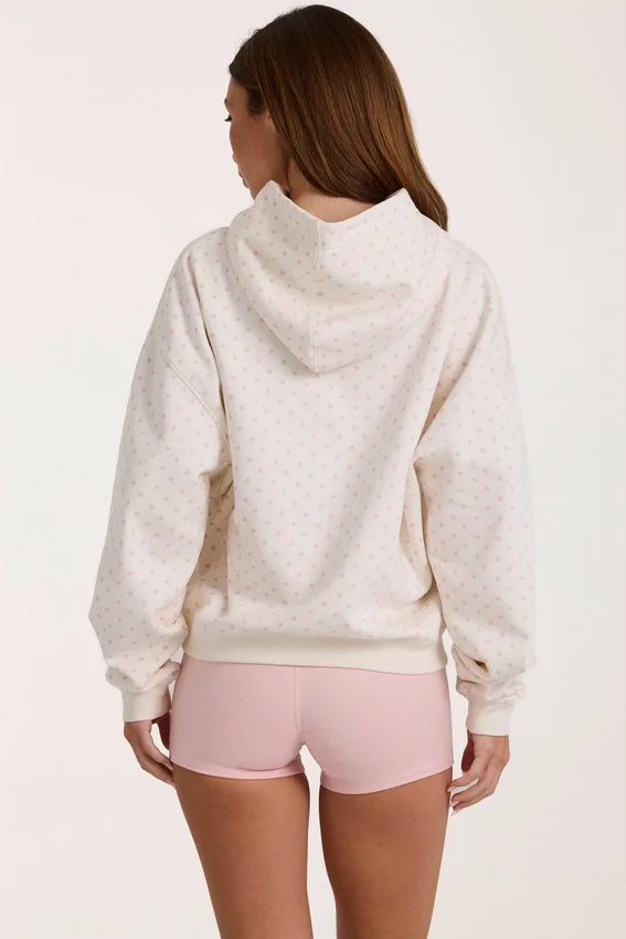 Överdimensionerad hoodie med applikation i ivory med prickar Överdimensionerad hoodie med applikation i ivory med prickar