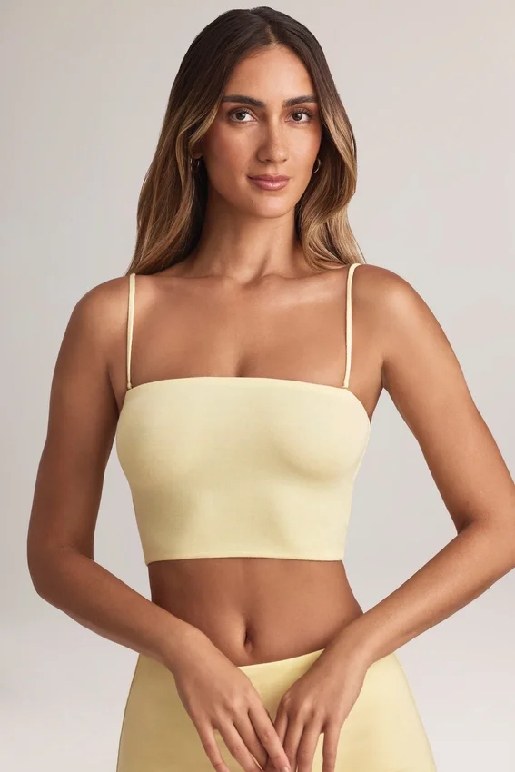 Verna Modal axelbandslös crop top i citronsorbet Verna Modal axelbandslös crop top i citronsorbet