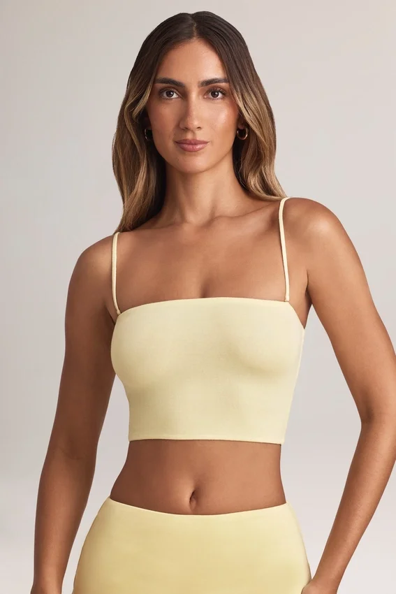 Verna Modal axelbandslös crop top i citronsorbet Verna Modal axelbandslös crop top i citronsorbet