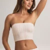 Verna Modal axelbandslös crop top i randigt mönster Verna Modal axelbandslös crop top i randigt mönster