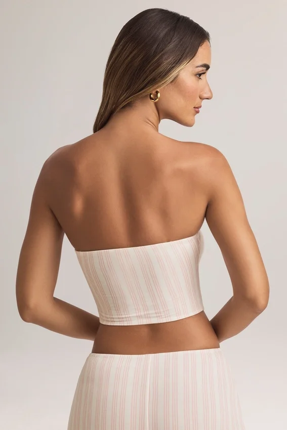 Verna Modal axelbandslös crop top i randigt mönster Verna Modal axelbandslös crop top i randigt mönster