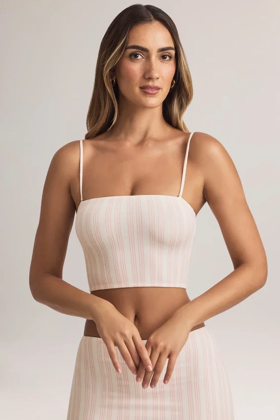 Verna Modal axelbandslös crop top i randigt mönster Verna Modal axelbandslös crop top i randigt mönster
