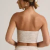 Verna Modal axelbandslös crop top i rosa och gul randig Verna Modal axelbandslös crop top i rosa och gul randig