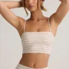 Verna Modal axelbandslös crop top i rosa och gul randig Verna Modal axelbandslös crop top i rosa och gul randig